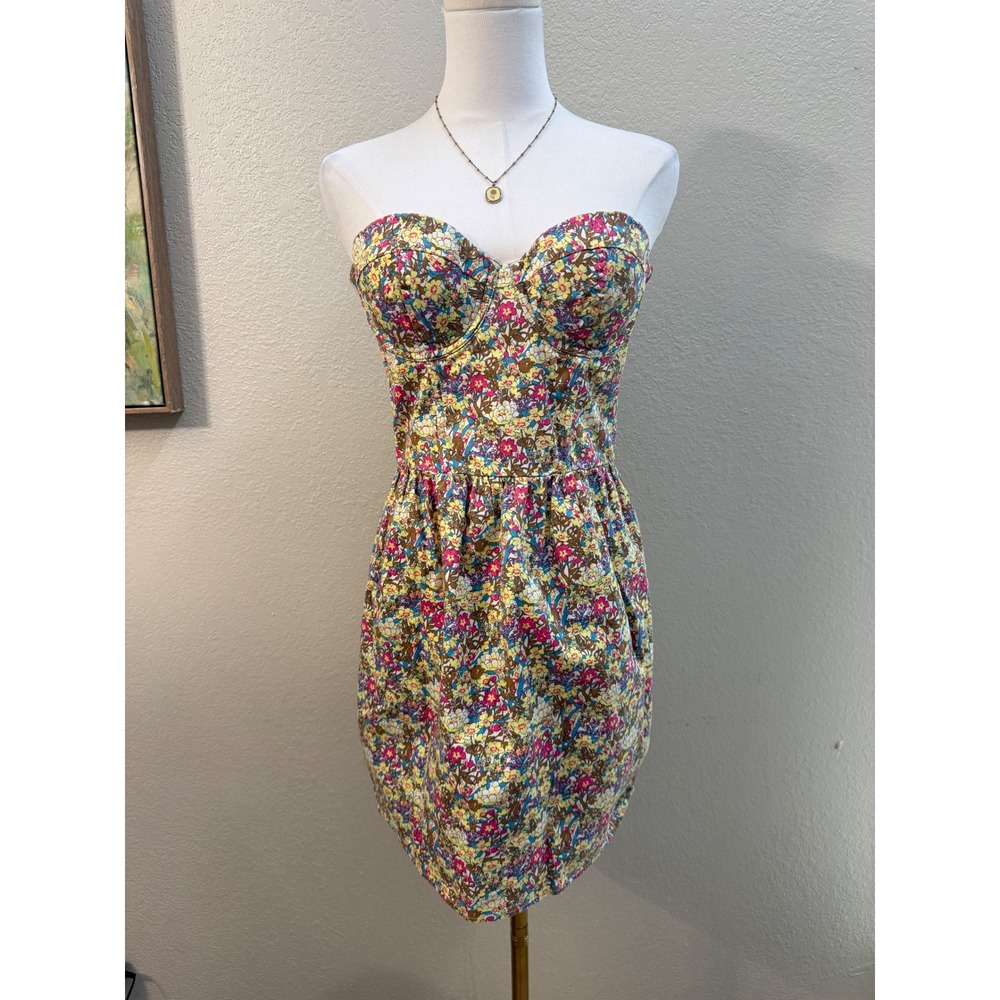 Victoria's Secret PINK Floral Strapless Bustier Mini Dress Small Multi-Color